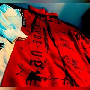 Red & 3/4 white streetwear hoodie